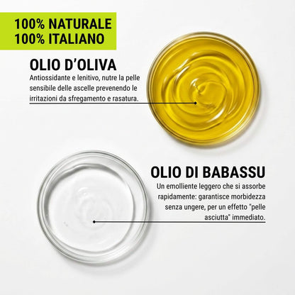 Ingredienti crema Dryze: Olio d'Oliva antiossidante e Olio di Babassu emolliente per pelle sensibile